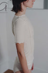 BASERANGE ribbed cotton half sleeve TTO3-RB-000 off-white